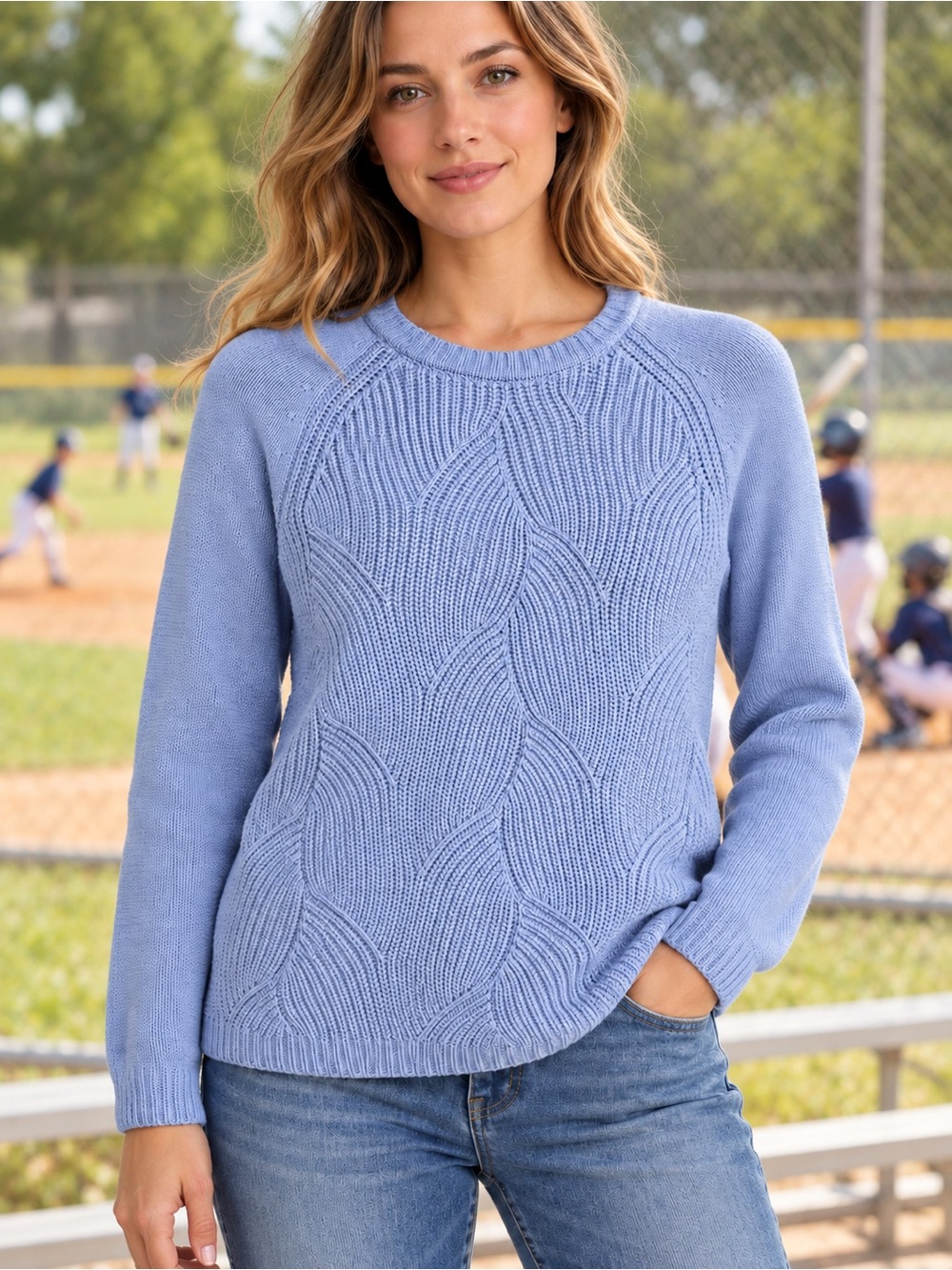 Talbots Pastel Blue Textured Crewneck Sweater S| P